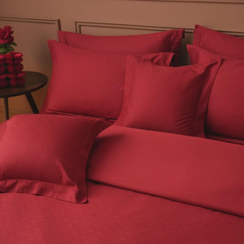 1vpr被提花婚庆六件套大红色新婚嫁床上用品喜结婚四件套纯棉婚房