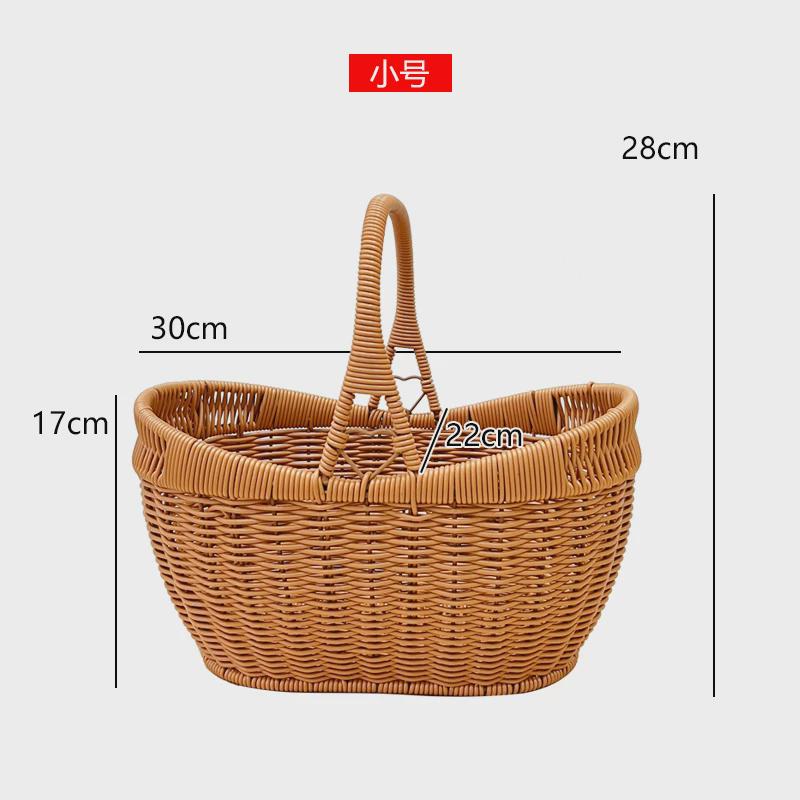 gz6m仿藤手工编织水果菜篮子购物提篮鸡蛋筐送礼老式采摘收纳篮其