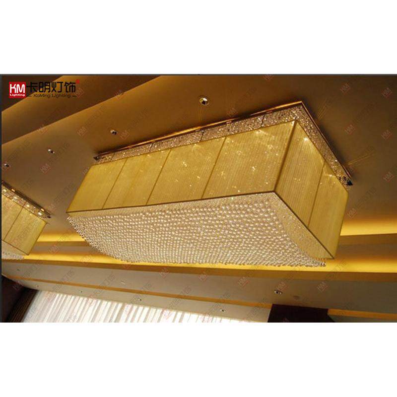 非标定制灯具酒店工程灯大型长方形现代水晶灯豪华大堂水晶吸顶灯