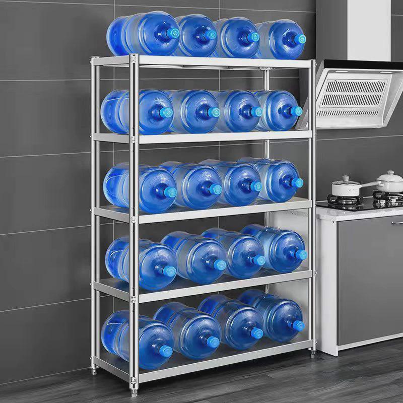 厨房置物架不锈钢4五层落地式收纳储物架多层微波炉烤箱货架锅架