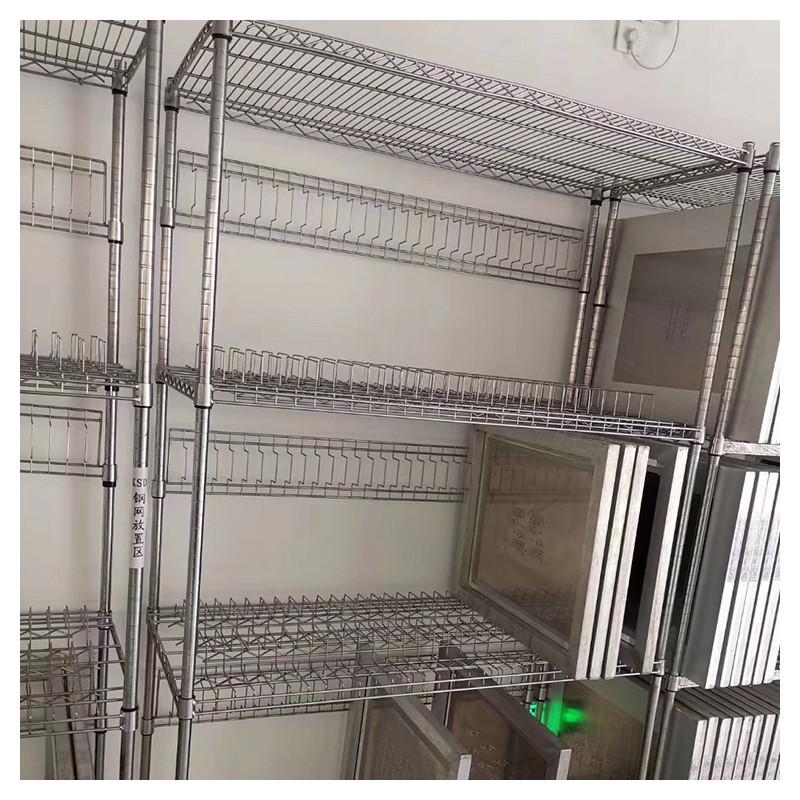 镀铬不锈钢线网中型仓储货架带轮子移动置物架展示架金属物料车