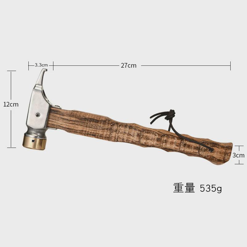 新款铜锤地铜锤户外野营不锈钢锤帐篷天幕木柄钉锤拔钉器露营防滑