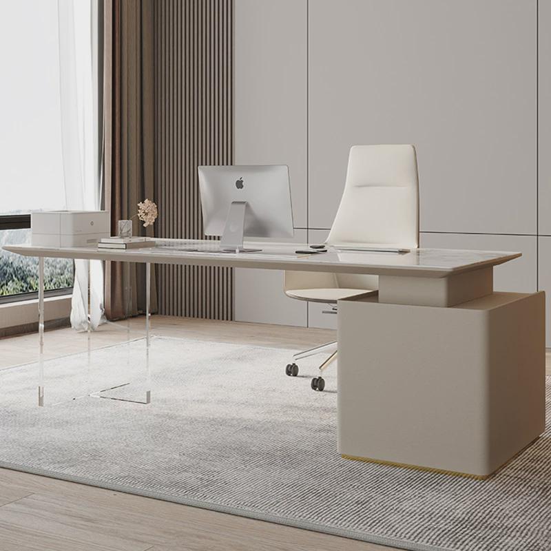 工作台板书桌现代简约轻奢设计师感办公桌高端书房电脑桌椅老板岩