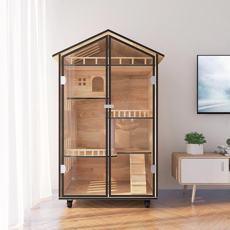 萌助猫别墅实木家用猫柜猫舍繁育笼批发猫笼子双层超大猫屋猫窝