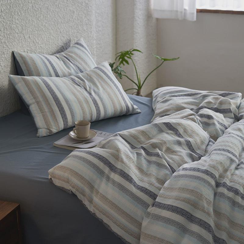 腔调个性纯棉四件套宽边纱线床上用品暗色系棕色加高25cm床笠款