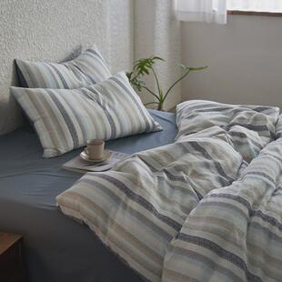 腔调个性纯棉四件套宽边纱线床上用品暗色系棕色加高25cm床笠款