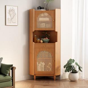 角柜墙角柜客厅实木转角柜置物架木色樱桃边角柜子墙边拐弯三角柜