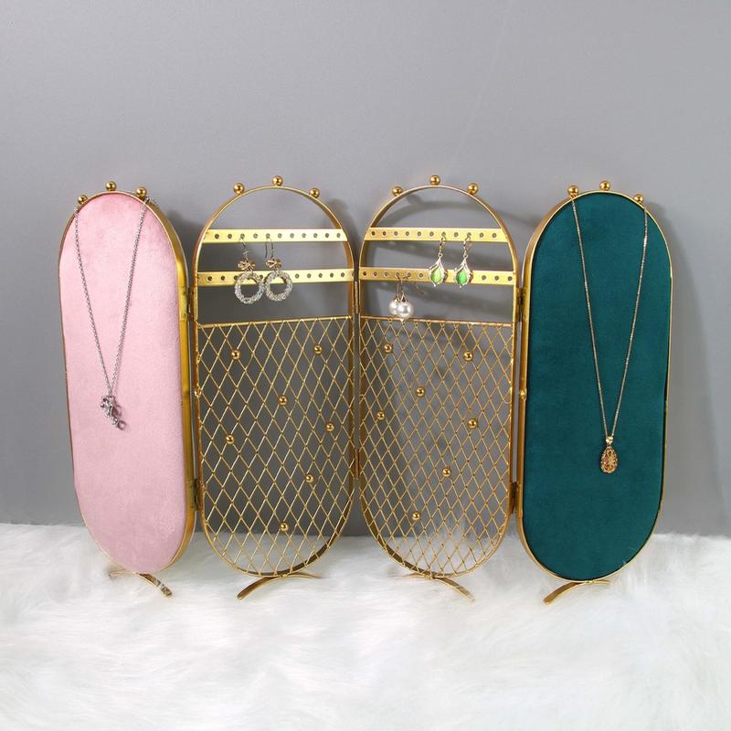 铁艺屏风摆件创意收纳架展示架家用珠宝直播间首饰饰品店陈列道具