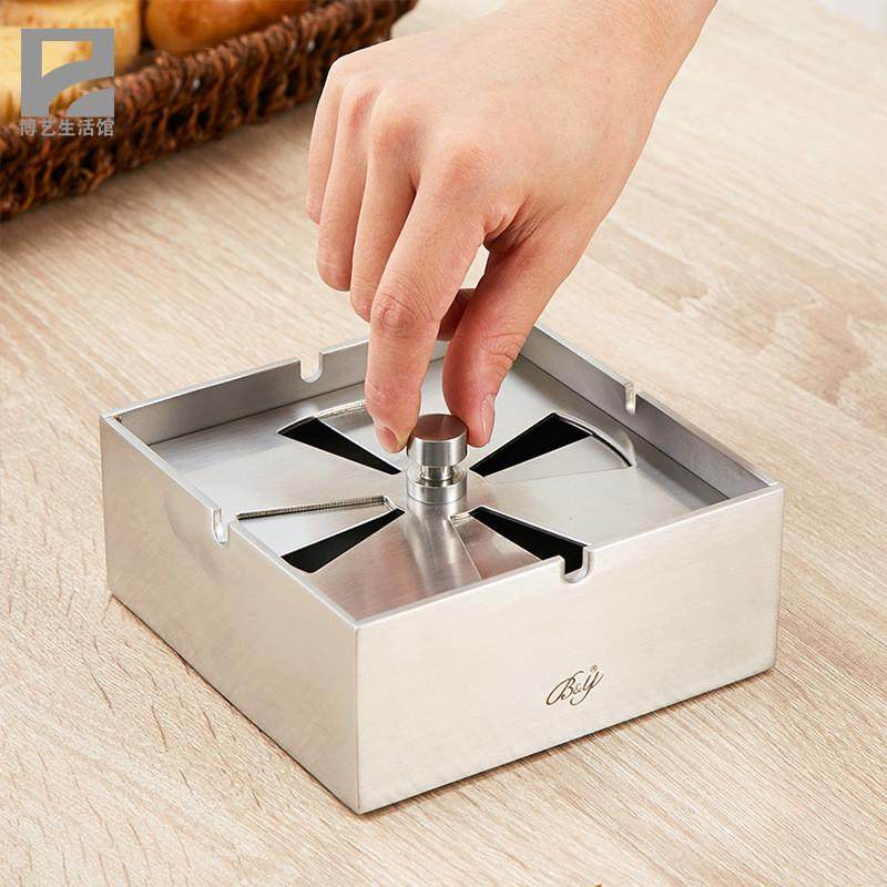 不锈钢旋转带盖烟灰缸密封防风烟盅办公家居茶几时尚烟缸欧式,电子/电工,接线端子,淘宝优惠券,粉丝福利购,淘宝优惠卷