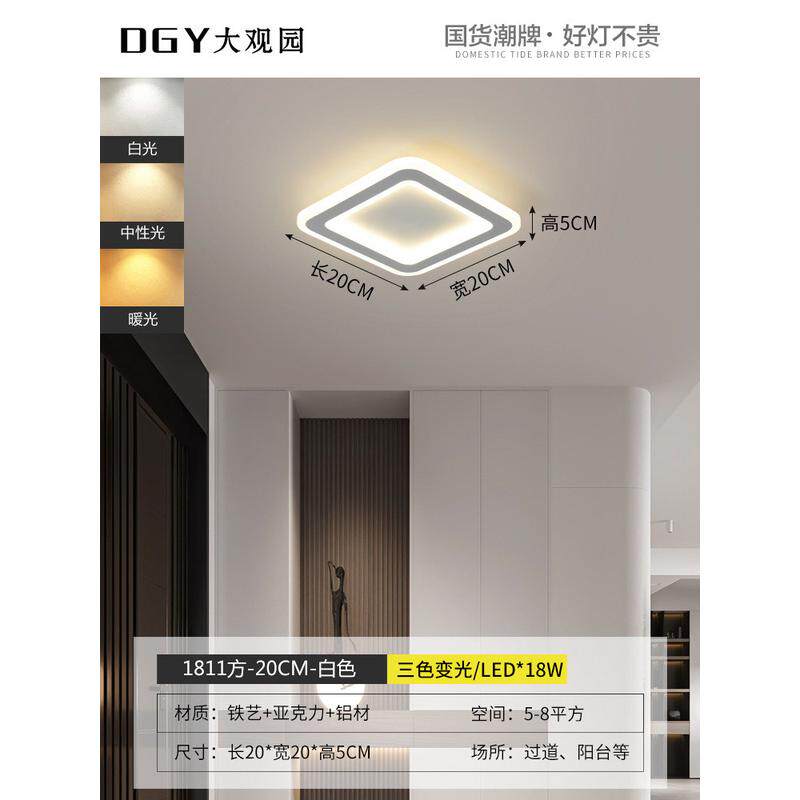 过道灯走廊灯玄关现代简约入户具阳台灯北欧网红轻奢led吸顶灯1x