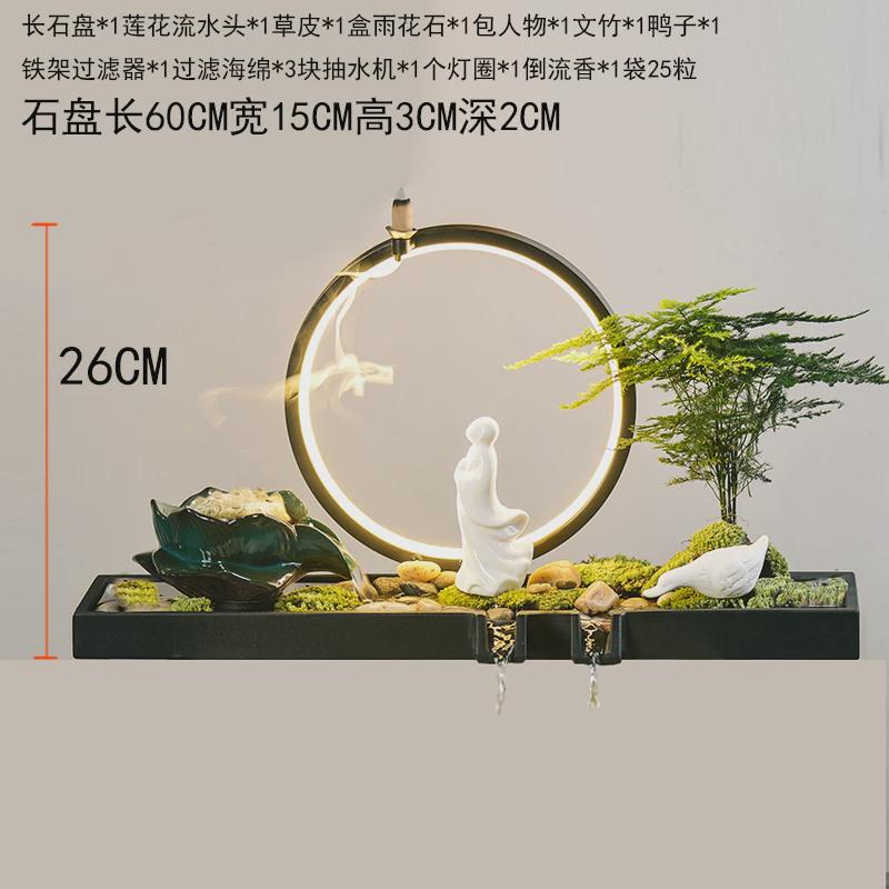 流水摆件循环器鱼缸瓦造景石槽上半部配件庭院户外客厅阳台缸中式