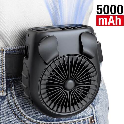 挂腰风扇小型随身携带挂脖风扇大风力建筑工人户外usb充电5000mAh