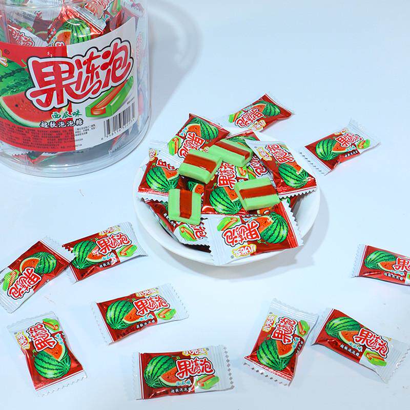 果冻泡泡糖桶装儿童夹心口香糖708090后怀旧经典小零食童年西瓜糖