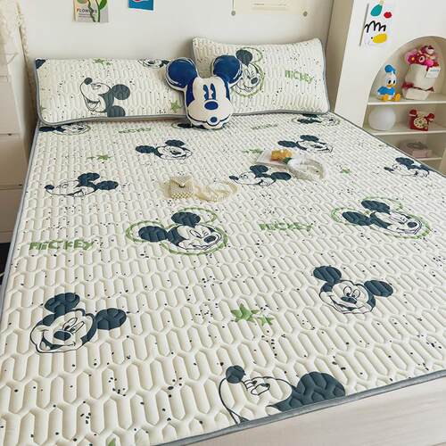 4txn2024乳胶凉席夏天可机水洗三件套学生宿舍床单人冰丝席空调软