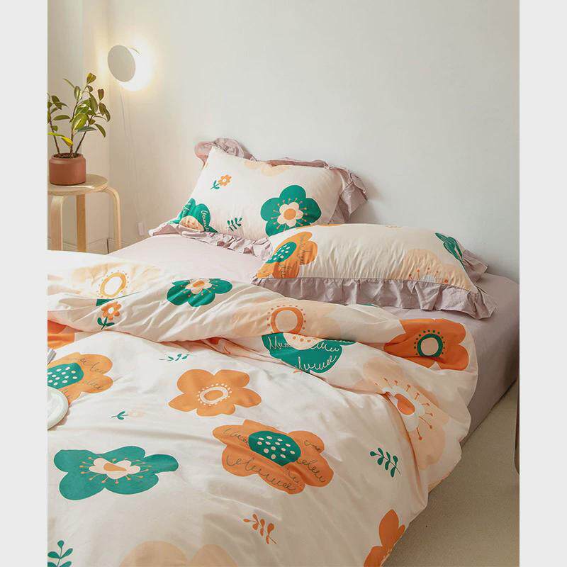 9qxc【夏天的空调被】风夏季四件套夏凉被纯棉全棉可机洗薄被子