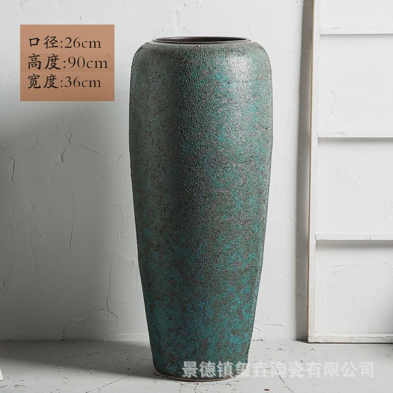 插花陶瓷落地花瓶中式复古大花瓶装饰摆件客厅酒店软装花器景德镇