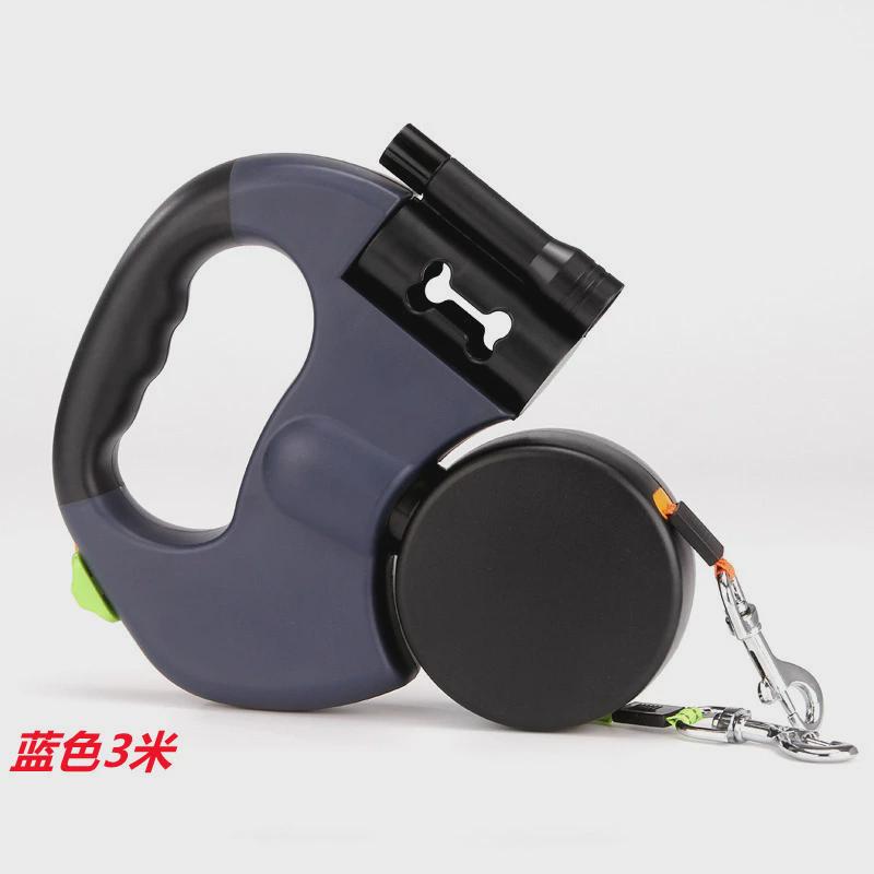 宠物狗双头厂家自动伸缩带灯牵引器猫咪绳一拖二遛狗绳牵引绳狗狗
