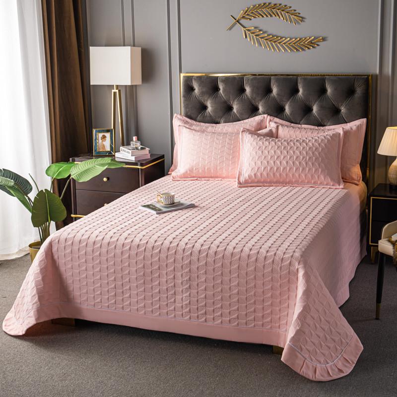 直供外贸欧美纯色床盖三件套绗枕套夹棉被子缝床品