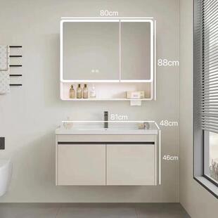 一米二加厚蜂窝铝浴室柜陶瓷一体盆卫生间小户型40宽加深洗手台盆