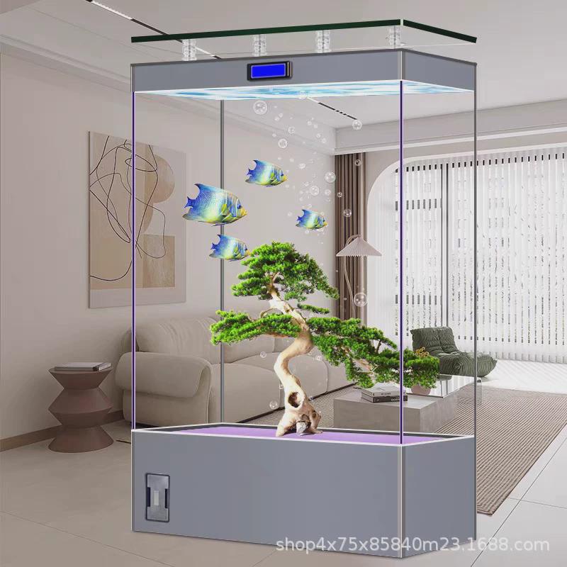 2024新款型家用中大鱼缸客厅超白金鱼缸屏风隔断免换水生态水族箱