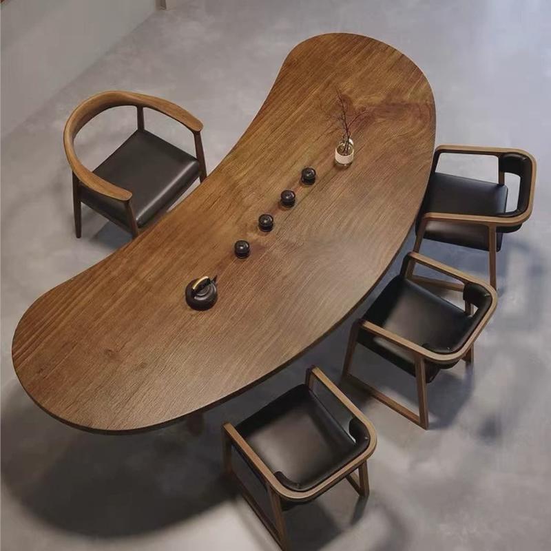 新中式实木茶桌阳台弧形泡茶桌椅组合现代简约创意卧室新型茶桌椅