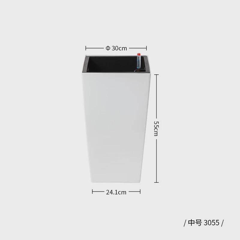 欧式方型大号树脂花盆白色种植盆客厅高档自吸水懒人塑料懒人花盆