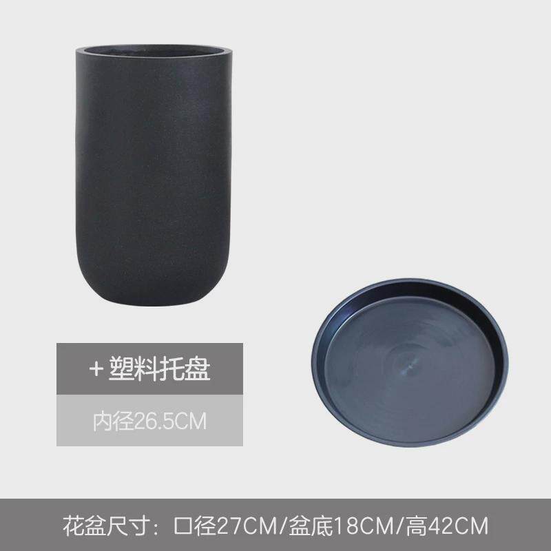 大型绿植水泥花盆盆栽北欧网红千年木长条造型客厅落地高筒盆器
