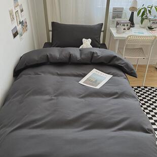 水洗棉学生宿舍床上三件套被套蓝小格简约床单人床高中生四件套男