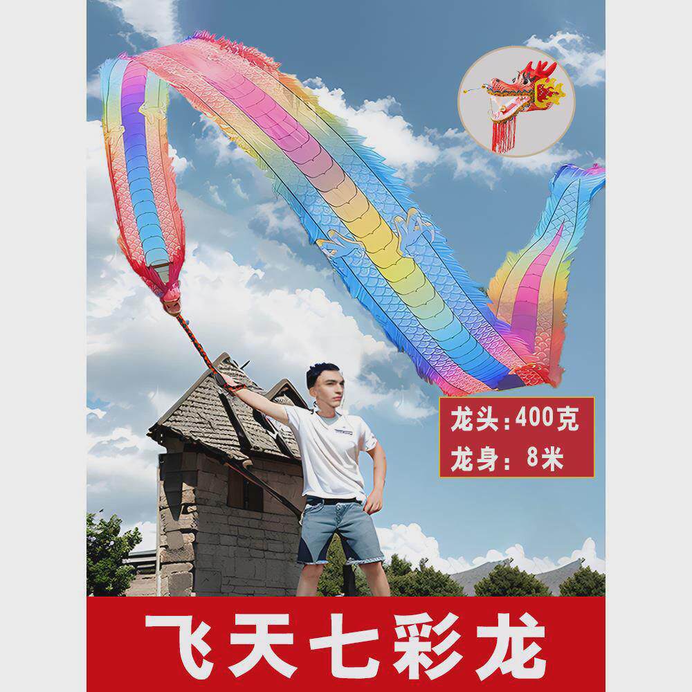 舞龙彩带健身龙新款广场舞中国手甩龙道具表演专用中老年烫金龙源