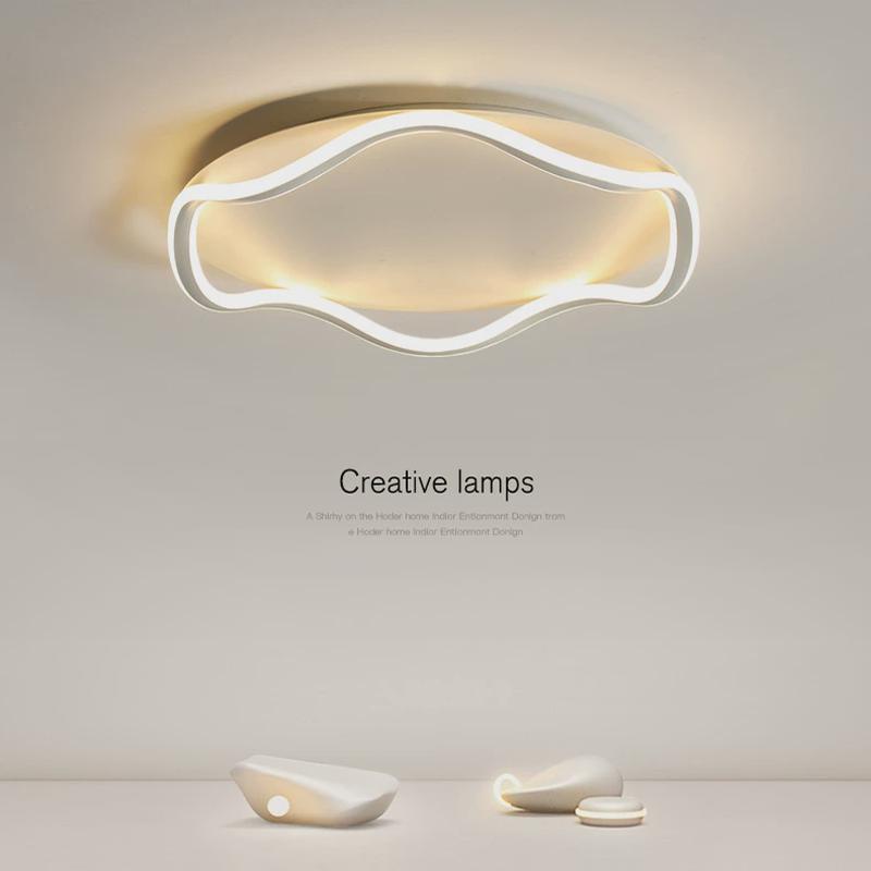 led卧室吸顶灯现代简约北欧客厅灯波浪个性不规则创意设计书房灯
