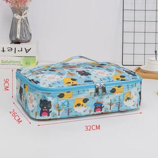 双向分格袋子学生平放四格五格饭盒袋防水长方扁形保温手提餐新款