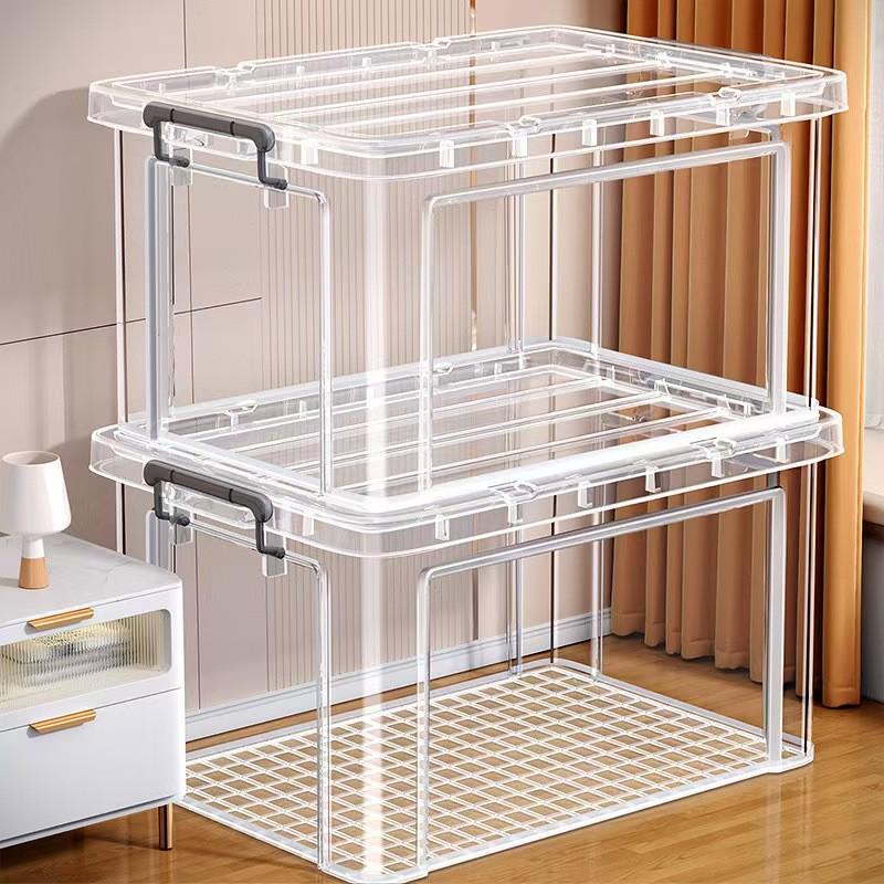 提手特大号收纳盒加厚储物箱衣服玩具塑料整理箱透明收纳箱家用带