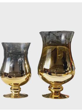 北欧玻璃花瓶欧式客厅摆件家居装饰办公婚庆布置电镀高脚玻璃花瓶