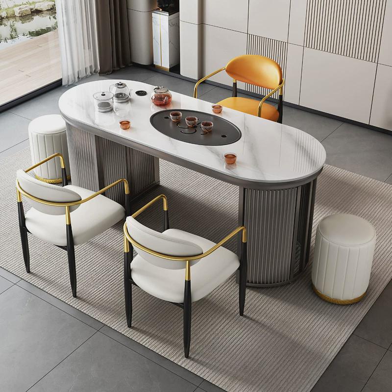 热销轻奢茶台现代简约岩板茶桌椅组合家用客厅办公书房烧水泡茶一