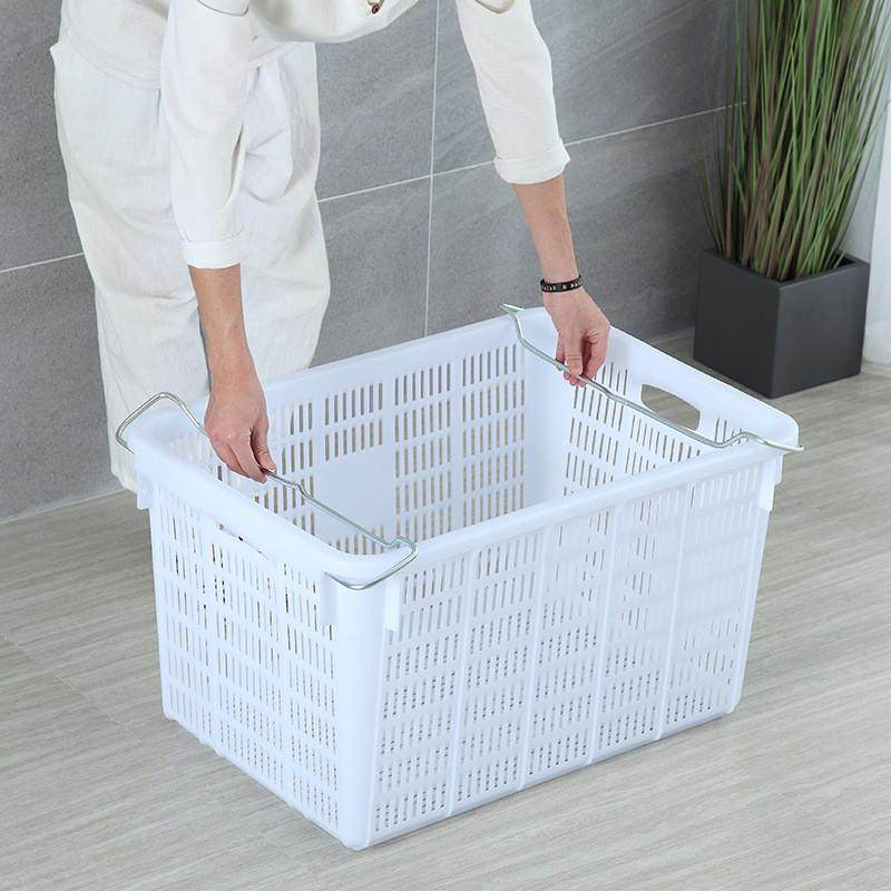 加厚工业运输快递收纳筐塑料长方形水果框带铁耳镂空带把手收纳框,收纳整理,橱柜收纳筐,淘宝优惠券,粉丝福利购,淘宝优惠卷