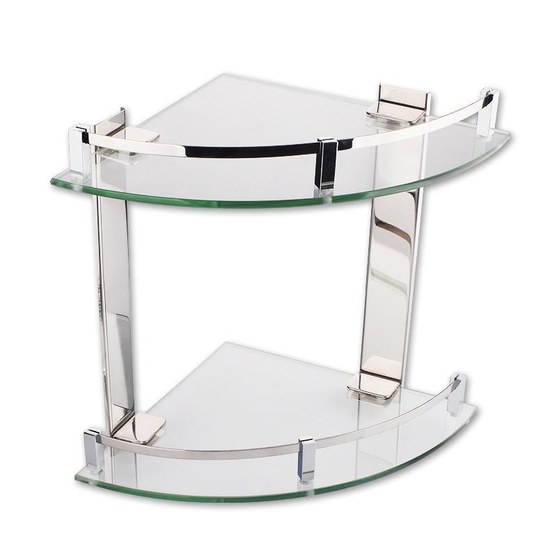 双层三角架不锈钢加厚玻璃浴室储物转角置物架卫生间壁挂收纳角架