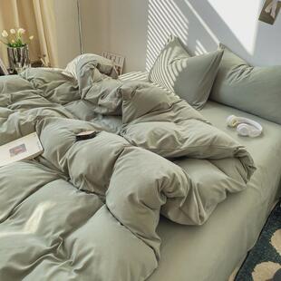 纯色水洗棉被套单件150x200x230cm被罩床上四件套被单三件套床笠