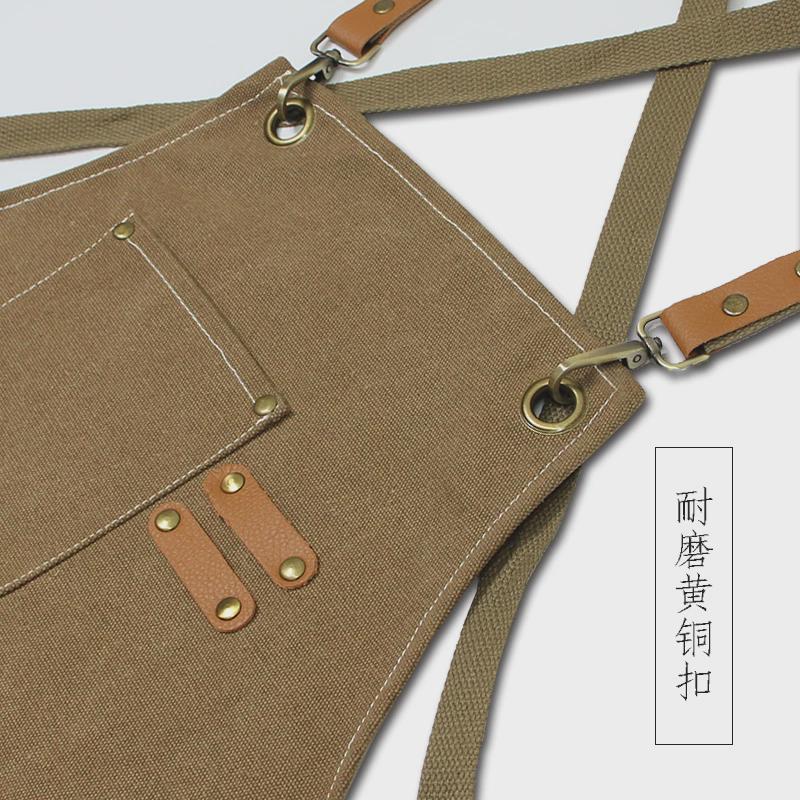 加厚围裙定制LOGO印字美术花店烘焙防水防污男女奶茶店韩版工作服