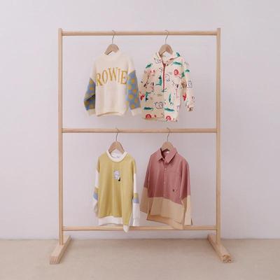 ins简易实木落地衣帽架童装店服装陈列架北欧儿童房双层衣帽架