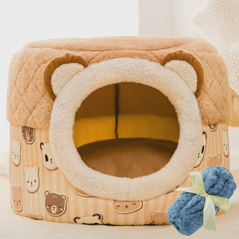 秋冬季动物造型两用凳子猫窝封闭式狗狗中小型犬狗窝四季宠物窝垫