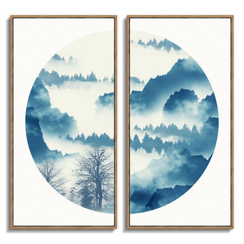 竖版圆形装饰画新中式玄关壁画抽象水墨茶室书房挂画厂家直销图片