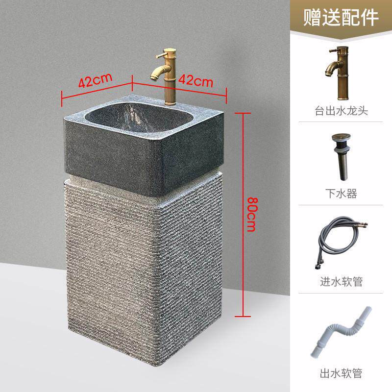 天然石材洗手台盆水池户外落地式大理石立柱盆庭院幼儿园一体儿童