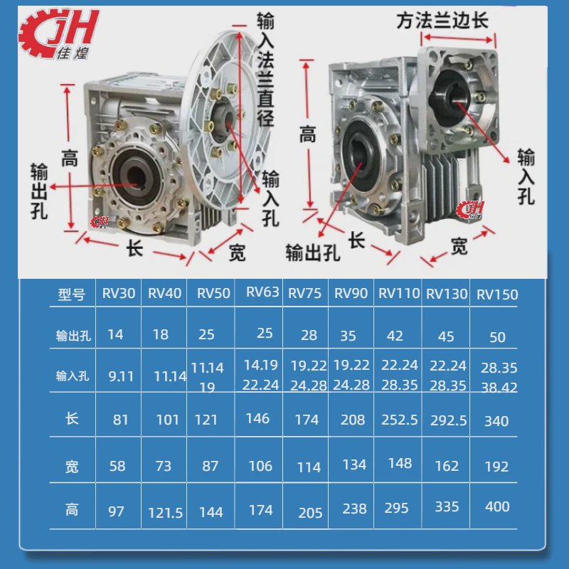 佳煌nmrv蜗轮蜗杆减速机小型铝壳铸铁减速机变速箱伺服步进变速器