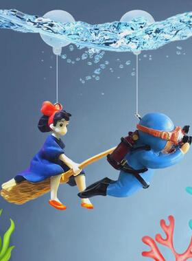 鱼缸潜水员蓝胖子造景小摆件装饰海底世界浮水小漂浮球悬浮装饰品