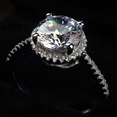 JZ009满天星白金色求婚1.2克拉50分镶锆石仿钻石戒指女款饰两克拉
