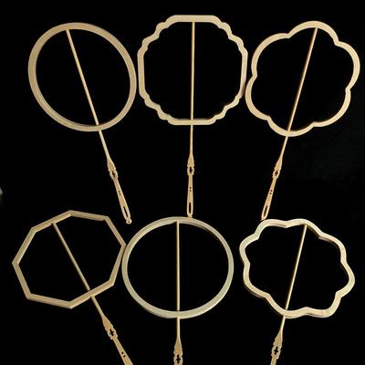 蚕丝扇子diy团扇骨架蚕宝宝手工材料包古风框架长柄自制异形配件