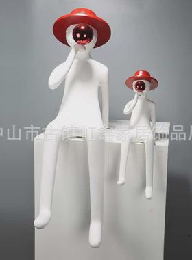 轻奢创意吹泡泡看书人摆件落地雕塑儿童房现代客厅样板房酒店装饰