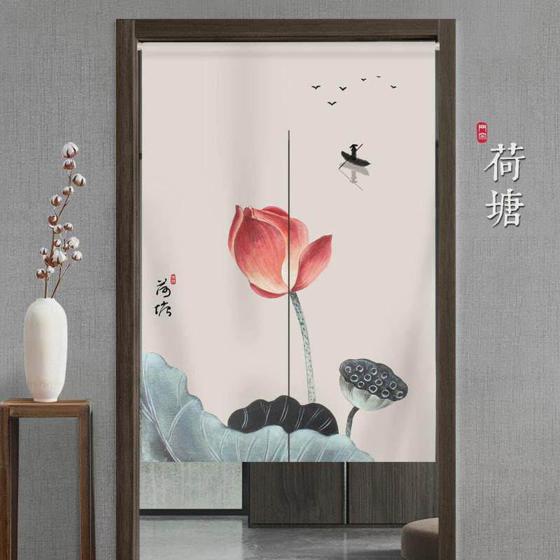 卫生间门帘隔断帘卧室家用厨房新中式厕所免打孔遮挡半帘布挂帘子