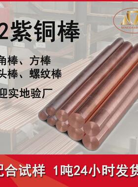 红铜棒厂家紫铜接地无氧铜棒Φ30mm导电棒t2y2直经14mm实心纯铜棒