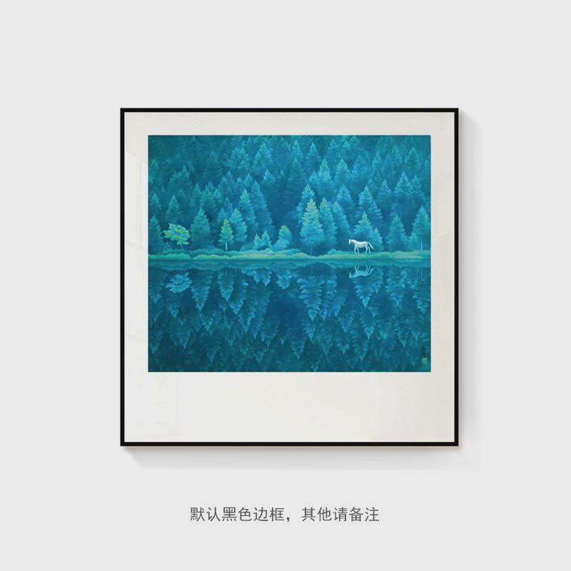 现代日式风景东山魁夷正方形艺术小众客厅装饰画卧室床头桌面摆画图片